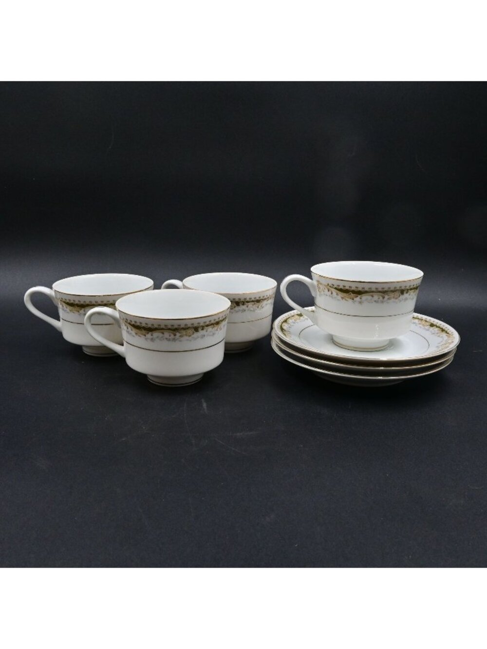 Signature Collection Queen Anne Fine China 4 Teacups & 3 Saucers Vintage Japan